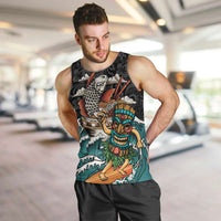 Personalized Japanese Koi Fish Ramen Men Tank Top Tiki Surfing Wagara Hibiscus Pattern - Wonder Print Shop