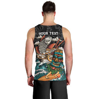 Personalized Japanese Koi Fish Ramen Men Tank Top Tiki Surfing Wagara Hibiscus Pattern - Wonder Print Shop