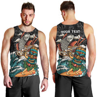 Personalized Japanese Koi Fish Ramen Men Tank Top Tiki Surfing Wagara Hibiscus Pattern - Wonder Print Shop