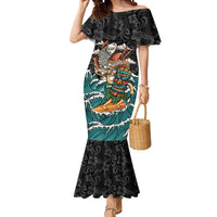 Personalized Japanese Koi Fish Ramen Mermaid Dress Tiki Surfing Wagara Hibiscus Pattern - Wonder Print Shop
