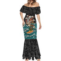 Personalized Japanese Koi Fish Ramen Mermaid Dress Tiki Surfing Wagara Hibiscus Pattern - Wonder Print Shop
