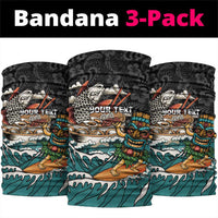 Personalized Japanese Koi Fish Ramen Neck Gaiter Tiki Surfing Wagara Hibiscus Pattern - Wonder Print Shop