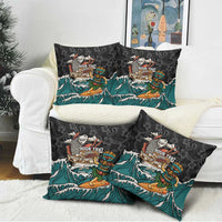 Personalized Japanese Koi Fish Ramen Pillow Cover Tiki Surfing Wagara Hibiscus Pattern - Wonder Print Shop