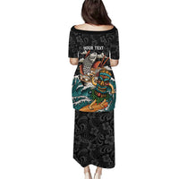 Personalized Japanese Koi Fish Ramen Puletasi Tiki Surfing Wagara Hibiscus Pattern - Wonder Print Shop