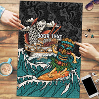 Personalized Japanese Koi Fish Ramen Puzzle Tiki Surfing Wagara Hibiscus Pattern - Wonder Print Shop