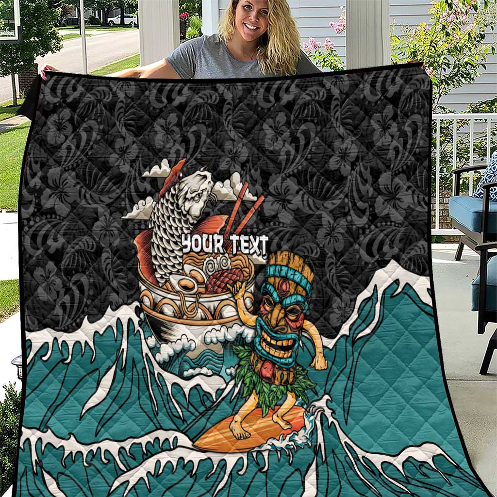 Personalized Japanese Koi Fish Ramen Quilt Tiki Surfing Wagara Hibiscus Pattern - Wonder Print Shop