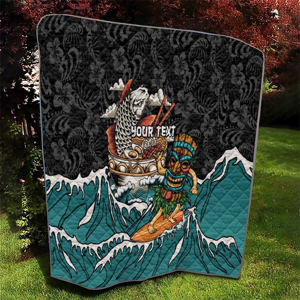 Personalized Japanese Koi Fish Ramen Quilt Tiki Surfing Wagara Hibiscus Pattern - Wonder Print Shop