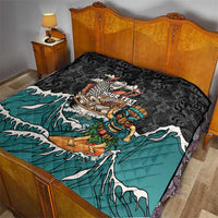 Personalized Japanese Koi Fish Ramen Quilt Tiki Surfing Wagara Hibiscus Pattern - Wonder Print Shop