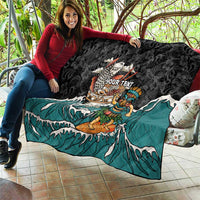 Personalized Japanese Koi Fish Ramen Quilt Tiki Surfing Wagara Hibiscus Pattern - Wonder Print Shop