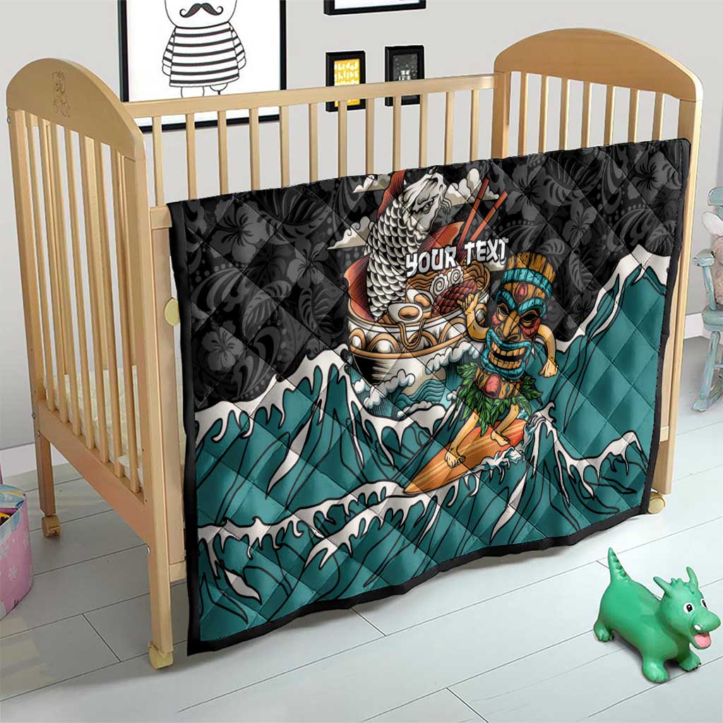 Personalized Japanese Koi Fish Ramen Quilt Tiki Surfing Wagara Hibiscus Pattern - Wonder Print Shop