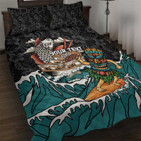 Personalized Japanese Koi Fish Ramen Quilt Bed Set Tiki Surfing Wagara Hibiscus Pattern - Wonder Print Shop