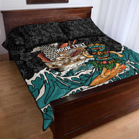 Personalized Japanese Koi Fish Ramen Quilt Bed Set Tiki Surfing Wagara Hibiscus Pattern - Wonder Print Shop