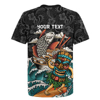 Personalized Japanese Koi Fish Ramen Rugby Jersey Tiki Surfing Wagara Hibiscus Pattern - Wonder Print Shop