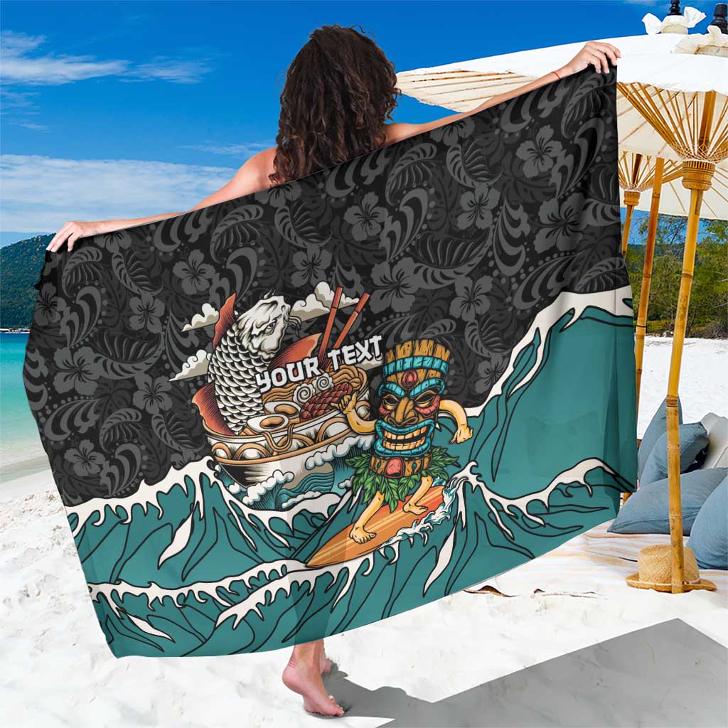 Personalized Japanese Koi Fish Ramen Sarong Tiki Surfing Wagara Hibiscus Pattern - Wonder Print Shop