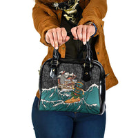 Personalized Japanese Koi Fish Ramen Shoulder Handbag Tiki Surfing Wagara Hibiscus Pattern - Wonder Print Shop