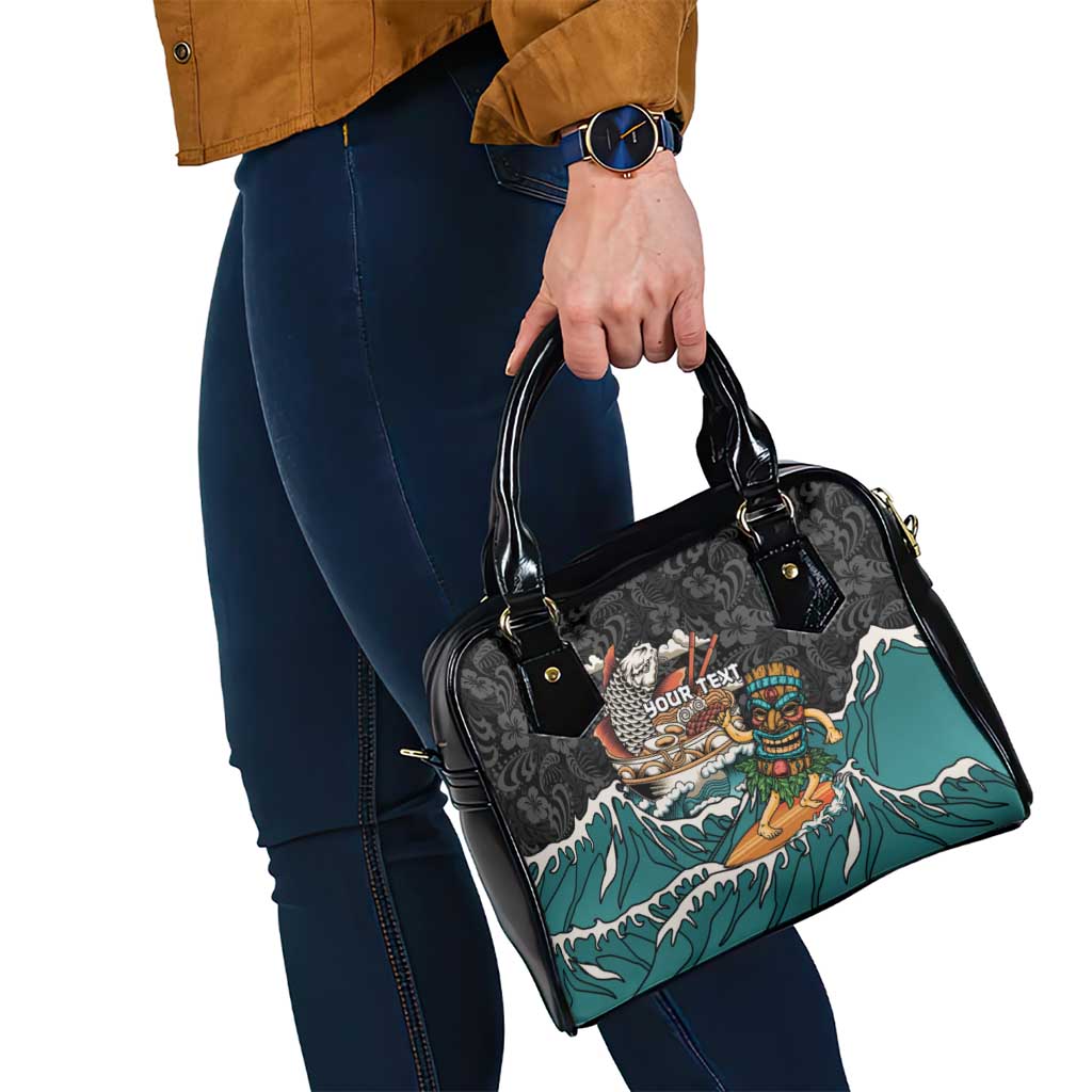 Personalized Japanese Koi Fish Ramen Shoulder Handbag Tiki Surfing Wagara Hibiscus Pattern - Wonder Print Shop