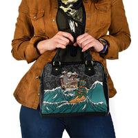 Personalized Japanese Koi Fish Ramen Shoulder Handbag Tiki Surfing Wagara Hibiscus Pattern - Wonder Print Shop