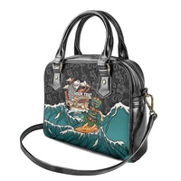 Personalized Japanese Koi Fish Ramen Shoulder Handbag Tiki Surfing Wagara Hibiscus Pattern - Wonder Print Shop