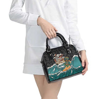 Personalized Japanese Koi Fish Ramen Shoulder Handbag Tiki Surfing Wagara Hibiscus Pattern - Wonder Print Shop