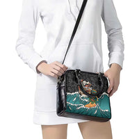 Personalized Japanese Koi Fish Ramen Shoulder Handbag Tiki Surfing Wagara Hibiscus Pattern - Wonder Print Shop