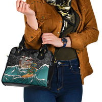 Personalized Japanese Koi Fish Ramen Shoulder Handbag Tiki Surfing Wagara Hibiscus Pattern - Wonder Print Shop