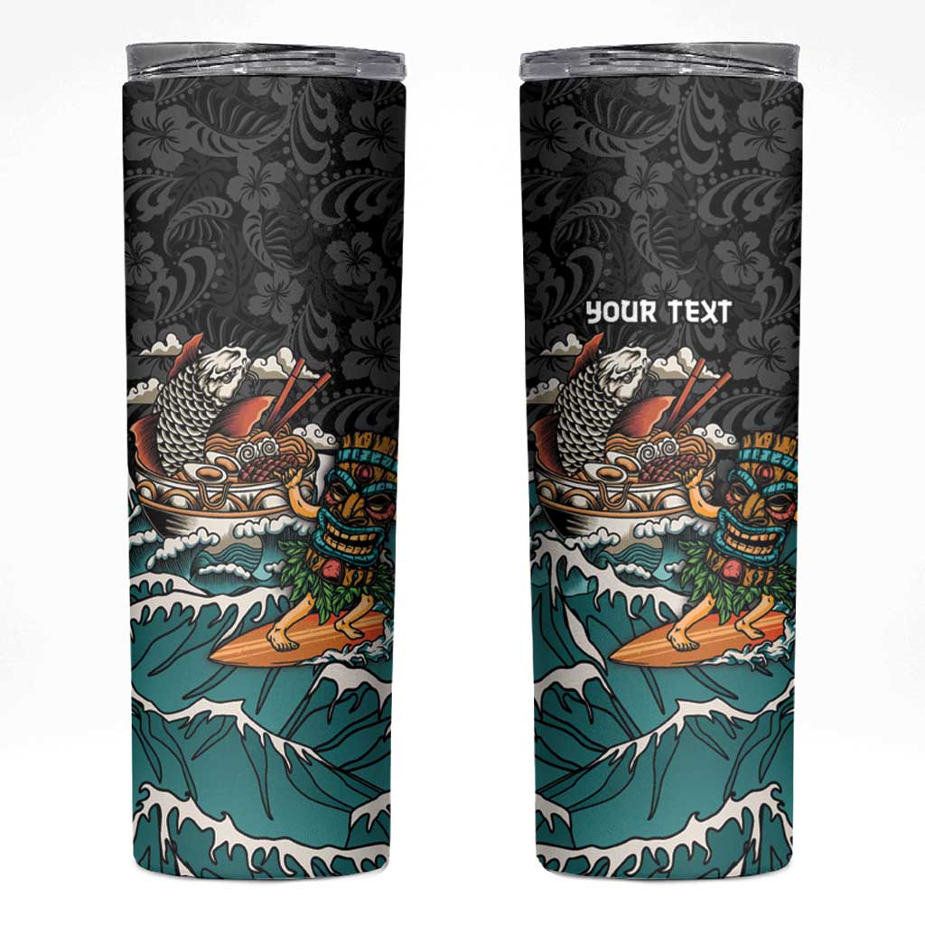 Personalized Japanese Koi Fish Ramen Skinny Tumbler Tiki Surfing Wagara Hibiscus Pattern - Wonder Print Shop