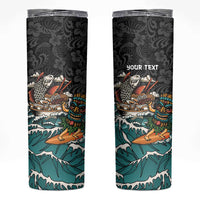 Personalized Japanese Koi Fish Ramen Skinny Tumbler Tiki Surfing Wagara Hibiscus Pattern - Wonder Print Shop