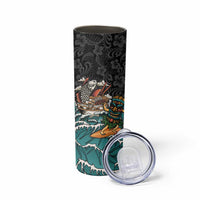 Personalized Japanese Koi Fish Ramen Skinny Tumbler Tiki Surfing Wagara Hibiscus Pattern - Wonder Print Shop