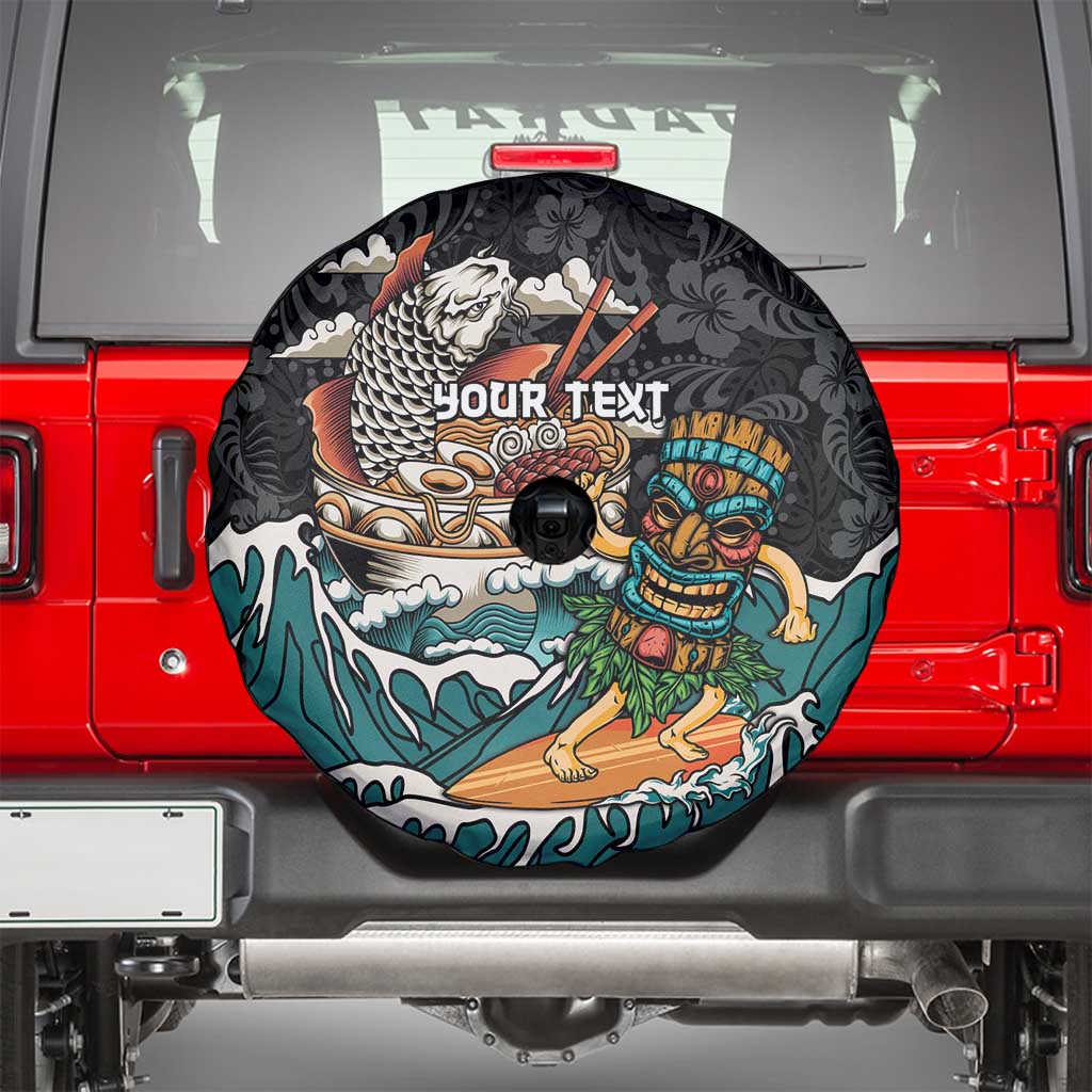 Personalized Japanese Koi Fish Ramen Spare Tire Cover Tiki Surfing Wagara Hibiscus Pattern - Wonder Print Shop