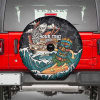 Personalized Japanese Koi Fish Ramen Spare Tire Cover Tiki Surfing Wagara Hibiscus Pattern - Wonder Print Shop