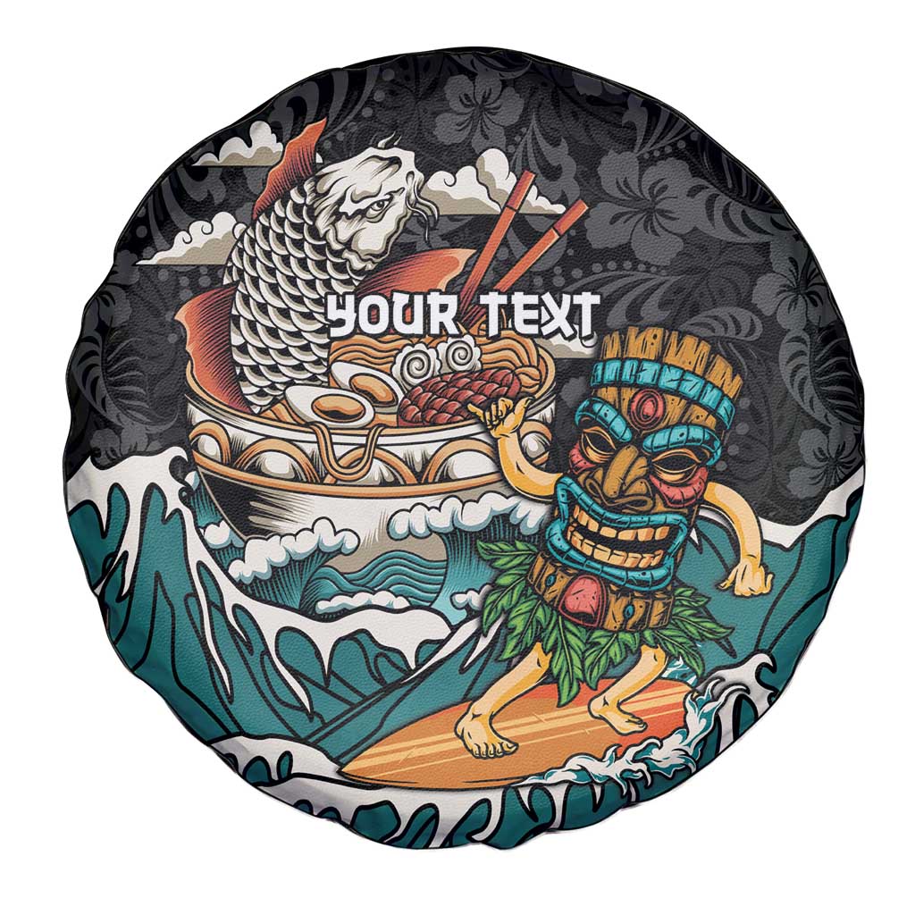 Personalized Japanese Koi Fish Ramen Spare Tire Cover Tiki Surfing Wagara Hibiscus Pattern - Wonder Print Shop