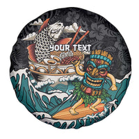 Personalized Japanese Koi Fish Ramen Spare Tire Cover Tiki Surfing Wagara Hibiscus Pattern - Wonder Print Shop