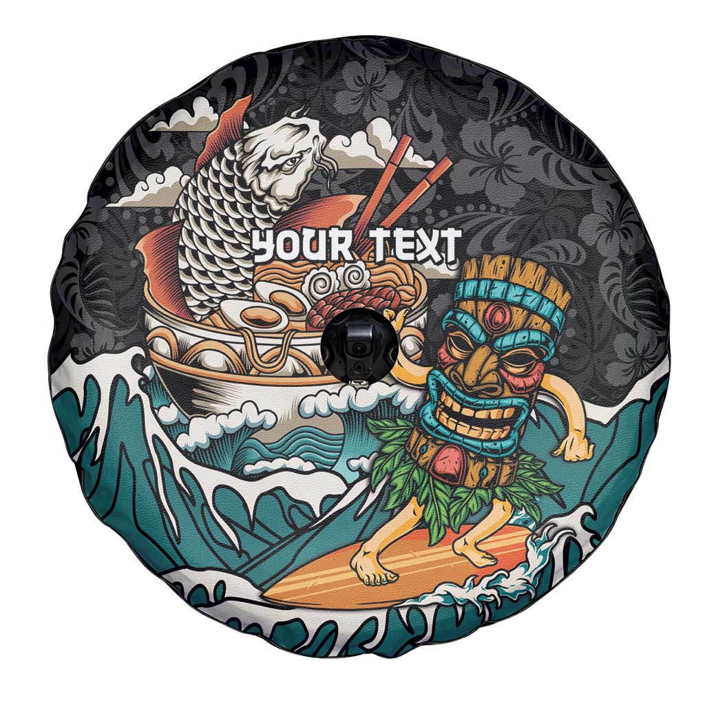 Personalized Japanese Koi Fish Ramen Spare Tire Cover Tiki Surfing Wagara Hibiscus Pattern - Wonder Print Shop