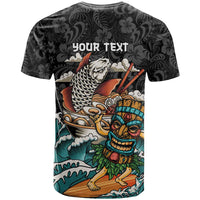 Personalized Japanese Koi Fish Ramen T Shirt Tiki Surfing Wagara Hibiscus Pattern - Wonder Print Shop