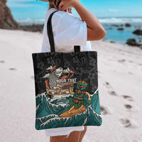 Personalized Japanese Koi Fish Ramen Tote Bag Tiki Surfing Wagara Hibiscus Pattern - Wonder Print Shop