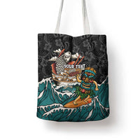 Personalized Japanese Koi Fish Ramen Tote Bag Tiki Surfing Wagara Hibiscus Pattern - Wonder Print Shop
