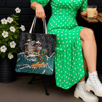 Personalized Japanese Koi Fish Ramen Tote Bag Tiki Surfing Wagara Hibiscus Pattern - Wonder Print Shop