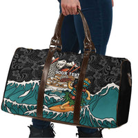 Personalized Japanese Koi Fish Ramen Travel Bag Tiki Surfing Wagara Hibiscus Pattern - Wonder Print Shop