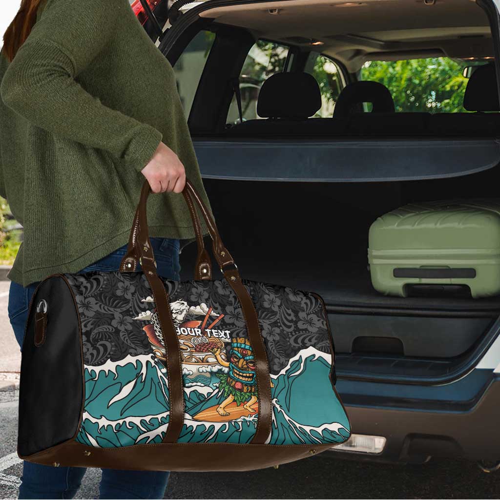 Personalized Japanese Koi Fish Ramen Travel Bag Tiki Surfing Wagara Hibiscus Pattern - Wonder Print Shop