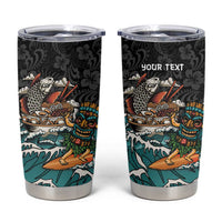 Personalized Japanese Koi Fish Ramen Tumbler Cup Tiki Surfing Wagara Hibiscus Pattern - Wonder Print Shop