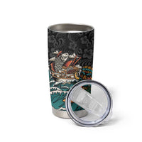 Personalized Japanese Koi Fish Ramen Tumbler Cup Tiki Surfing Wagara Hibiscus Pattern - Wonder Print Shop