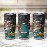 Personalized Japanese Koi Fish Ramen Tumbler Cup Tiki Surfing Wagara Hibiscus Pattern - Wonder Print Shop