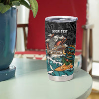 Personalized Japanese Koi Fish Ramen Tumbler Cup Tiki Surfing Wagara Hibiscus Pattern - Wonder Print Shop