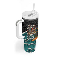 Personalized Japanese Koi Fish Ramen Tumbler With Handle Tiki Surfing Wagara Hibiscus Pattern - Wonder Print Shop