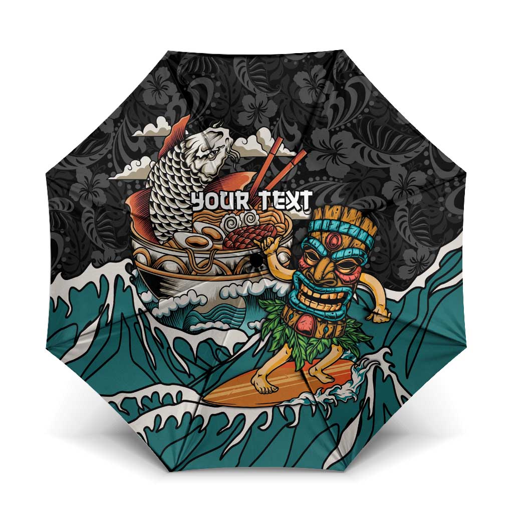 Personalized Japanese Koi Fish Ramen Umbrella Tiki Surfing Wagara Hibiscus Pattern - Wonder Print Shop
