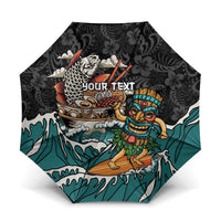 Personalized Japanese Koi Fish Ramen Umbrella Tiki Surfing Wagara Hibiscus Pattern - Wonder Print Shop