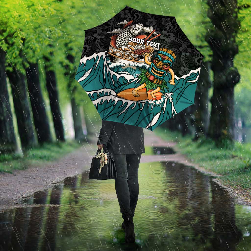 Personalized Japanese Koi Fish Ramen Umbrella Tiki Surfing Wagara Hibiscus Pattern - Wonder Print Shop