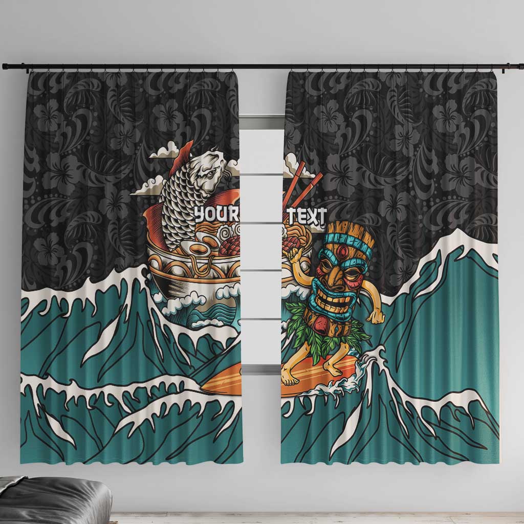 Personalized Japanese Koi Fish Ramen Window Curtain Tiki Surfing Wagara Hibiscus Pattern - Wonder Print Shop