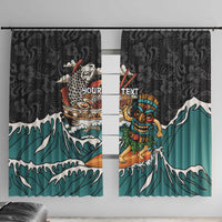 Personalized Japanese Koi Fish Ramen Window Curtain Tiki Surfing Wagara Hibiscus Pattern - Wonder Print Shop