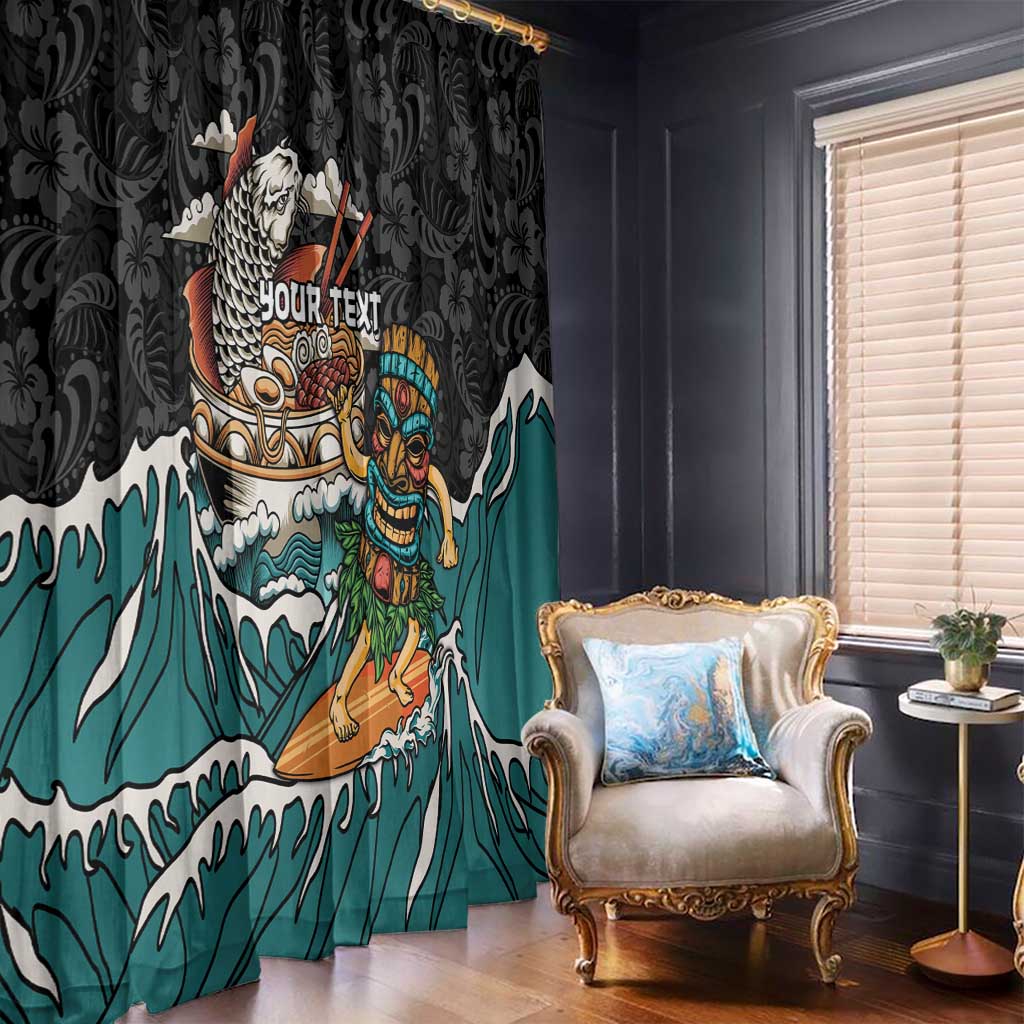 Personalized Japanese Koi Fish Ramen Window Curtain Tiki Surfing Wagara Hibiscus Pattern - Wonder Print Shop